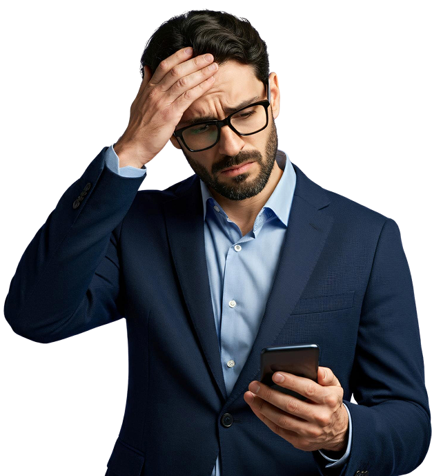 איש עסקים מודאג בחליפה כחולה